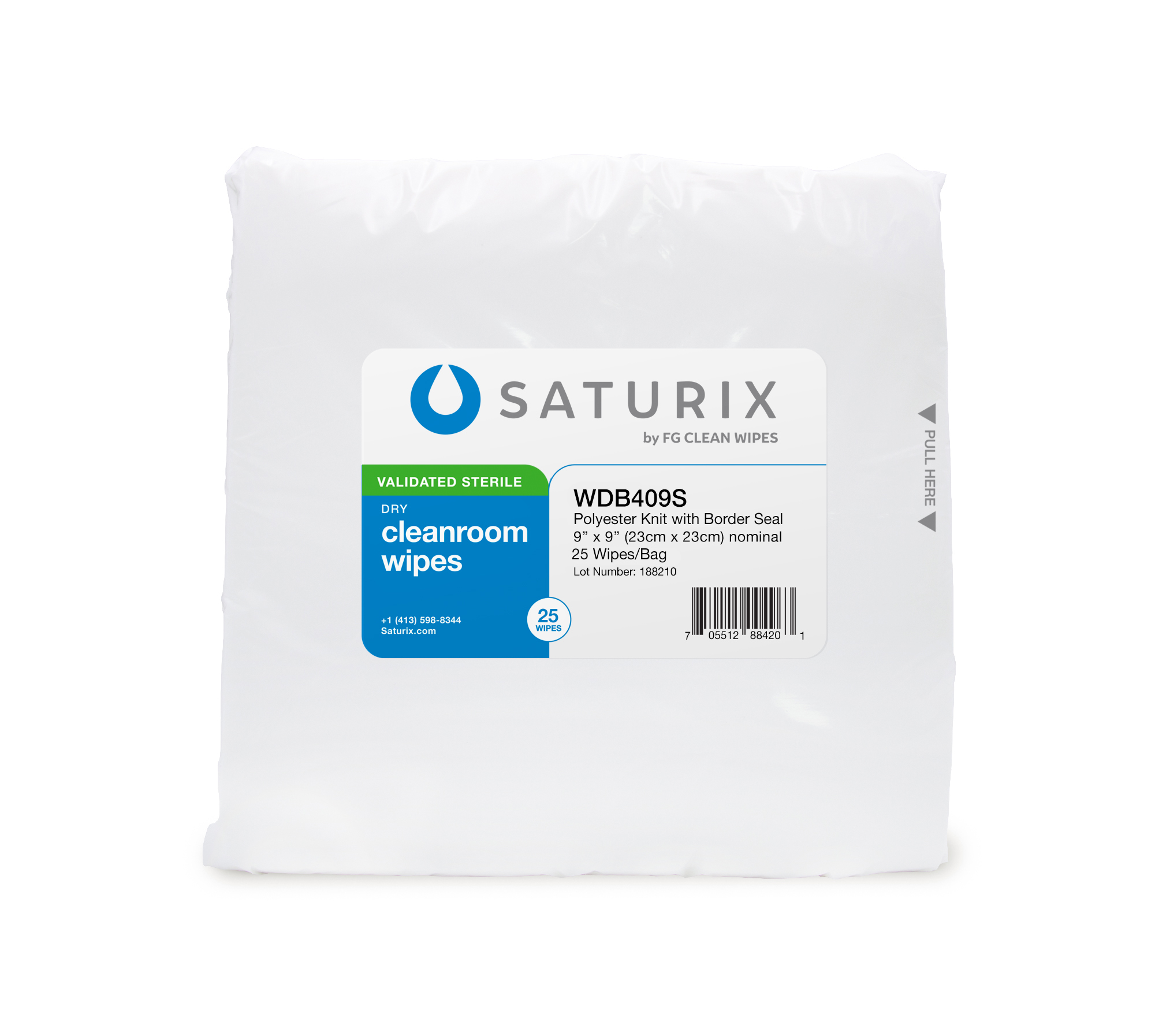 Polyester Knit Cleanroom Wipes with Border Seal, Validated Sterile (WDB409S, WDB412S)